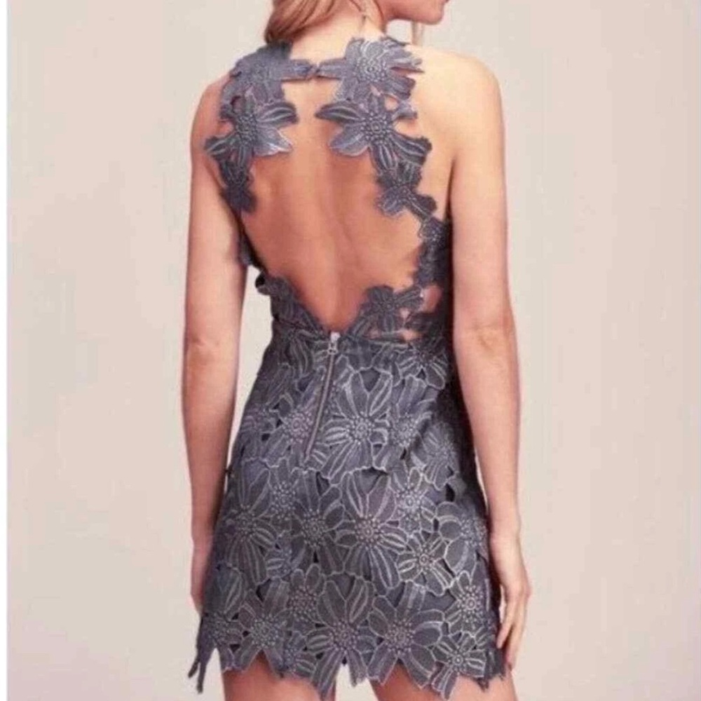 Free People Jesse x Saylor Dress Charcoal Floral Lace Mini Size Medium